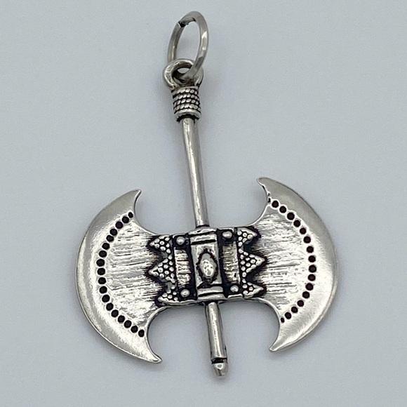 Vintage Sterling Silver 925 Double Headed Axe Pendant - Picture 2 of 7